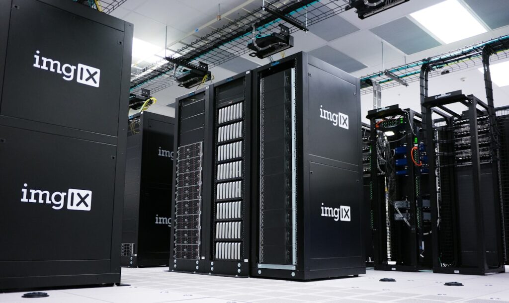 Rows of servers in a data centre