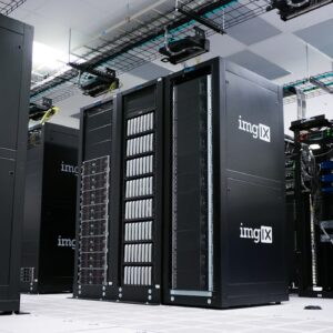 Rows of servers in a data centre